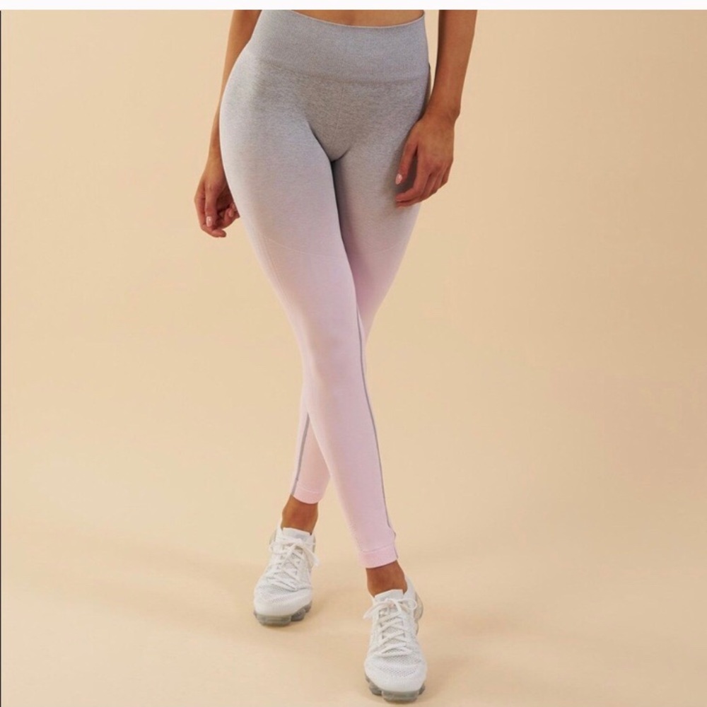GYMSHARK Pink Ombré Seamless Leggings